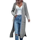 Danedvi Long Cardigan Sweaters for Women Ribbed Knit Open Front Long Sleeve Oversized Fall Casual Coat with Pockets