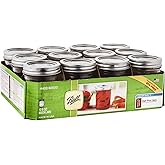 Ball Half Pint (8 oz.) Regular Mouth Glass Mason Jars w/ Cap - Set of 12 AEP
