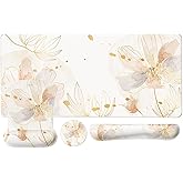 MOSISO Desk Mat Keyboard Mouse Pad Set, Large Gaming Mouse Pad&Keyboard Wrist Rest&Mousepad with Wrist Rest&Coaster, Ergonomic Non-Slip Home Office Mousepad with Memory Foam, Orange