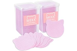 MEKK Lint Free Nail Wipes,400PCS Cat Shape Nail Polish Remover Wipes,Super Absorbent Soft Non-Woven Fabric Lash Glue Wipes,Cleaning Pad Cloth for Lash Extension & Nail Polish Bottle(PINK)