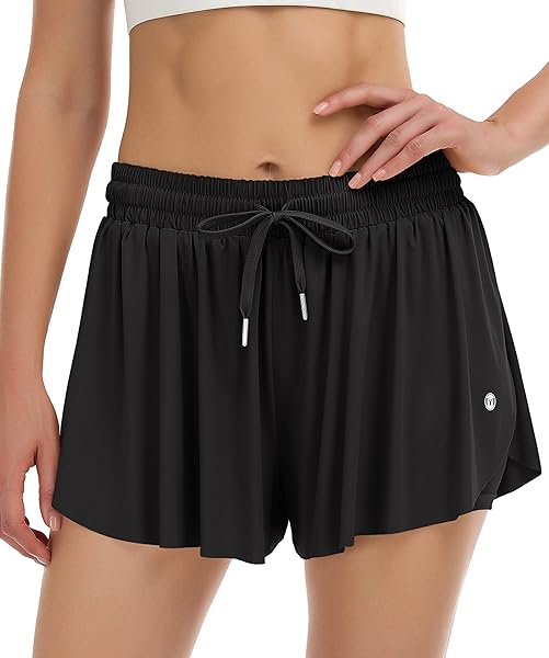 Wsrmet Flowy Shorts For Women Butterfly Shorts 2 N 1 Athletc Workout - View #11