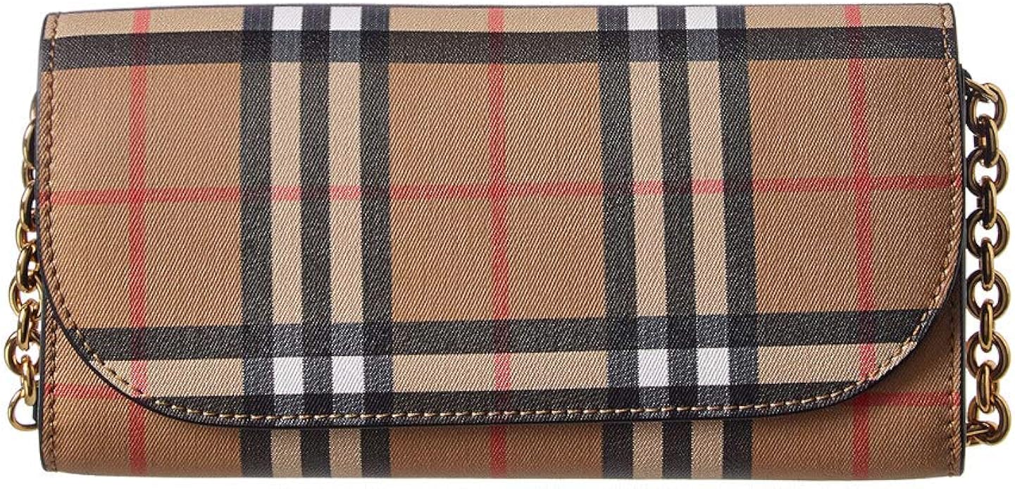 burberry vintage check and leather wallet with chain