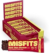 Misfits Vegan Protein Bar Dark Chocolate Brownie 12g Protein 1g Sugar 15 Pack