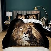 AILONEN Lion Duvet Cover Set Queen Size,3D Print Tiger Bedding Set Kids Girls and Boys,Animal Theme Comforter Cover Set,1 Quilt Cover 2 Pillowcases 3 Piece
