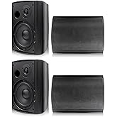 Herdio 6.5 inch 800W Outdoor Bluetooth Speakers Waterproof Wall Mounted Sound System with Multifunctional Amplifier, Powerful Bass & Stereo Sound, Easy to Install, for Patio Deck Porch (2 Pairs Black)