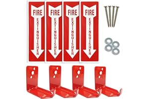 DTESL 4 Pack Universal Fire Extinguisher Bracket and 4 Fire Extinguisher Safety Sticker Signs,5 to 20lb Fire Extinguisher Mount for Dry Chemical and Water Extinguishers