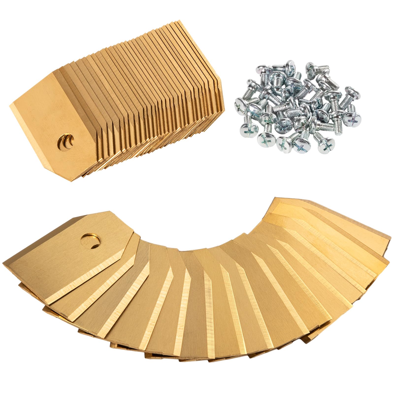 AGAKY Titanium Blades, 30x Replacement Titanium Blades, Lawn Mower Cutting Blades Suitable for Husqvarna/Automower/Gardena, (3 g/0.75 mm) with Screws