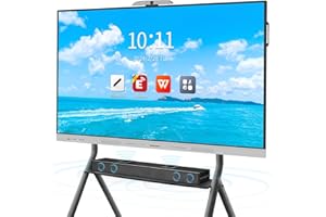 PWR4GTR 65 inch Smart Board Interactive Whiteboard with 48MP AI Tracking Camera 100W Soundbar 4K UHD All in One Smartboard for Classroom Home Office Android 14 8+128GB (Wall Mount Included)