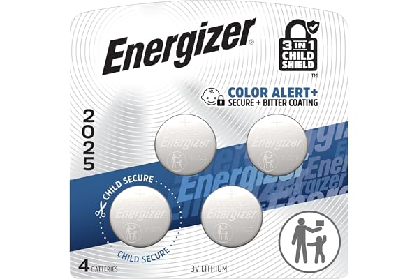 Energizer 2025 Batteries (4 Pack), 3V Lithium Coin Batteries