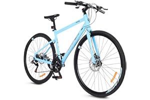 UOKAA 700C Road Bike for Adults, Lightweight Aluminum Frame, 21-Speed Gears, Dual Disc Brakes, Ideal for City Commutes and Fitness Rides