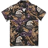Hurspmr Men's Casual Animal Graphic Button Down Shirts Beach Shirt Hawaiian Tropical Floral Shirts Short Sleeve