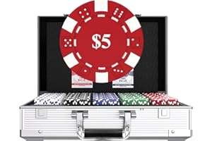 HEITOK Poker Chips 1000 Chips Set with Denominations, 11.5g Weighted Numbered Casino Chips Set, 2 Decks with Compact Aluminum Case for Texas Hold'em, Blackjack Chips