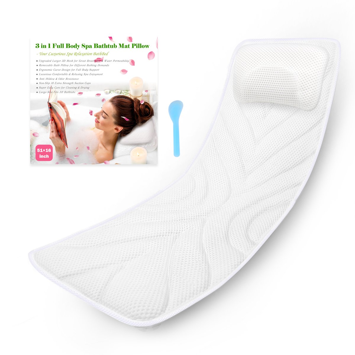 Amazon Com Feelkaus Full Body Bath Pillow Non Slip 3d Mesh