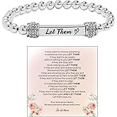ABISIN Let Them Bracelet For Women Men,Self Worth Motivational Crystal Energy Chain Beaded Stretch Bracelets Inspirational Stainless Steel Engraved Friendship Jewelry Gift