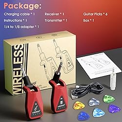 Wireless Guitar System: 164 Feet Range Wireless