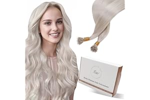 Hetto Nano Beads Hair Extensions Human Hair Platinum Blonde Nano Ring Hair Extensions Blonde Human Hair for Women 18 Inch 50g