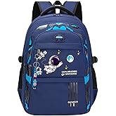 MITOWERMI Astronaut Backpack for Boys School Bags Space Kids Backpack for School Elementary Book Bags Girls Lightweight Travel Back Packs Blue