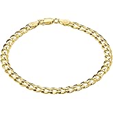KISPER Mens Gold Bracelet 18K Gold Plated 925 Sterling Silver - 5mm Cuban Link Curb Chain & Figaro Link Bracelets for Men - Sizes 6.5,7,8,9 Inch