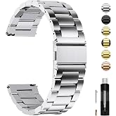 Fullmosa 16/18/19/20/21/22/23/24mm Quick Release Watch Band for Garmin | With Spring Bars &amp; Link Removal Tool,Strap for Garmin Vivoactive 6/5,Venu Sq 2/Sq,Samsung Galaxy Watch 5/4 40mm 44mm Silver