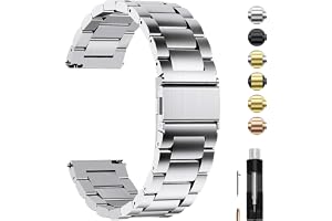Fullmosa 16/18/19/20/21/22/23/24mm Quick Release Watch Band for Garmin | With Spring Bars & Link Removal Tool,Strap for Garmin Vivoactive 6/5,Venu Sq 2/Sq,Samsung Galaxy Watch 5/4 40mm 44mm Silver