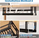 PAVSTINE Under Desk Cable Management Tray 2 Pack Carbon Steel Self Adhesive view 7
