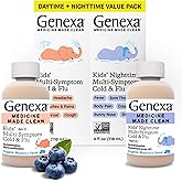 Genexa Kids' Clean Cold & Flu Relief Day/Night Multi-Symptom, Dye Free, 0% Artificial Additives, Children's Liquid Pain, Feve