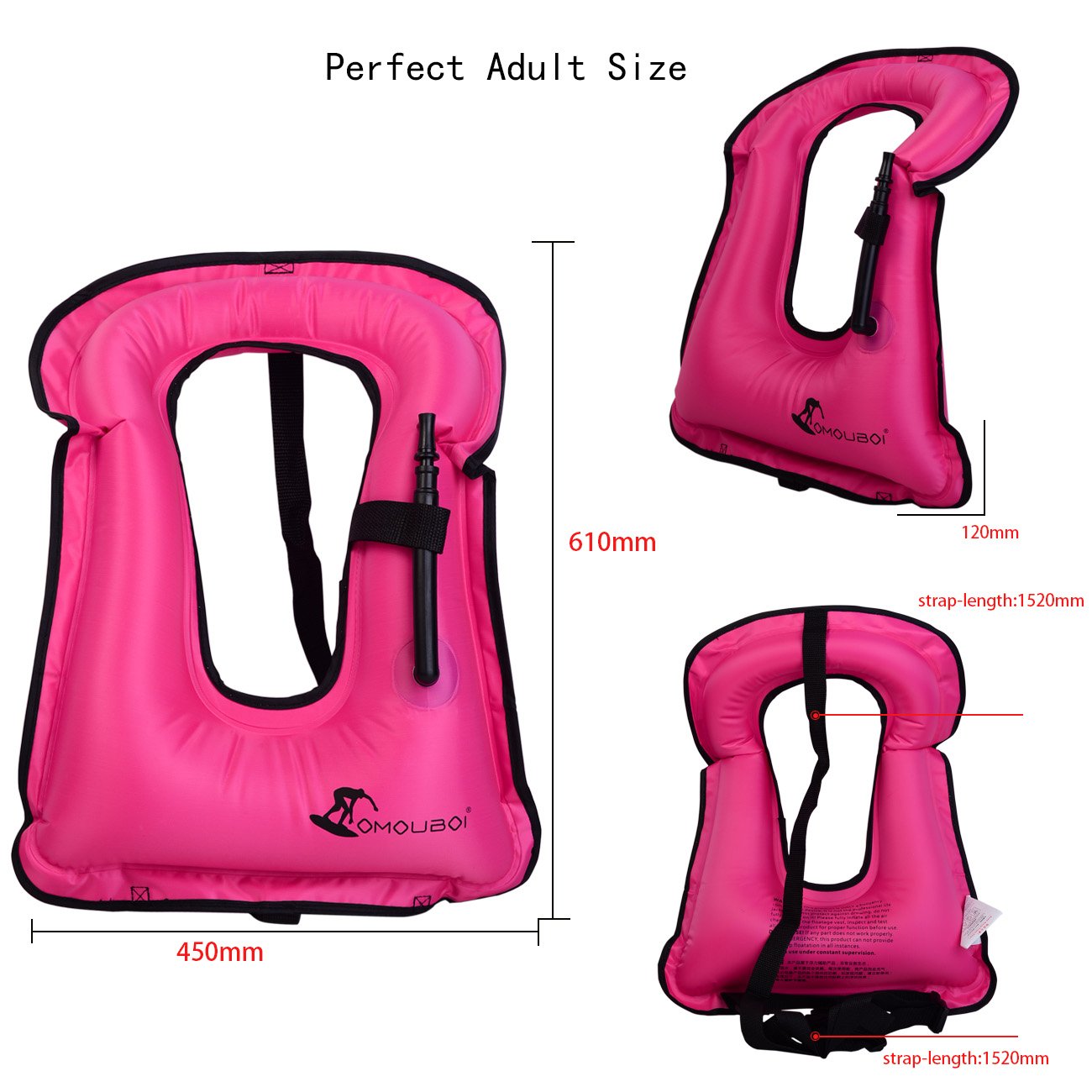 Kingswell Inflatable Snorkel Vest Life Jacket Portable Adult Swim Vest