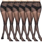 MANZI 6 Pairs Pantyhose for Women 20 Denier High Waist Sheer Tights