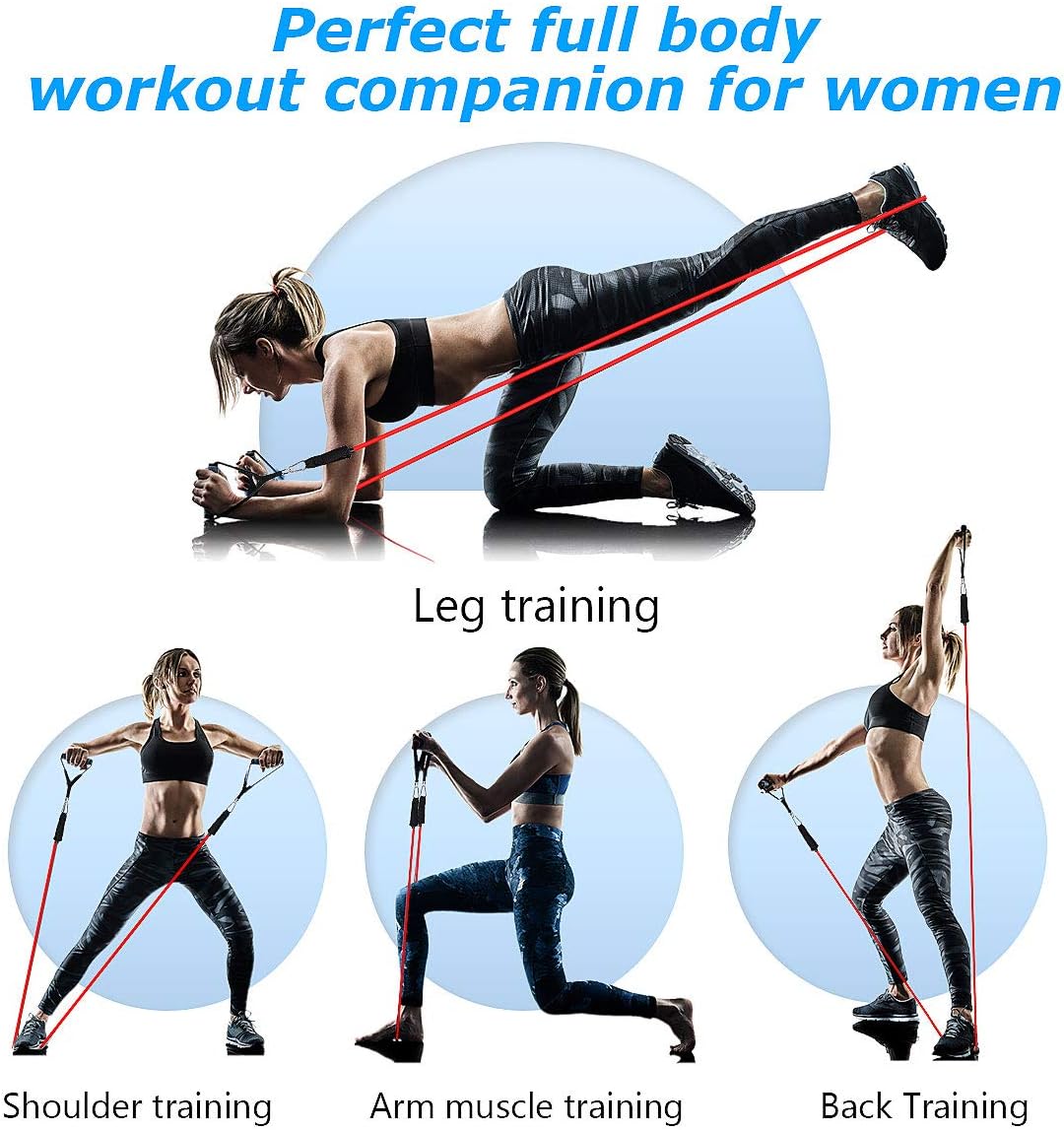 N-A Resistance Bands Set (11pcs)-5 Piece Exercise Bands with Handles, Fitness Bands with Door Anchor & Ankle Straps for Resistance Training, Physical Therapy, Home Workouts-Stackable Up to 150 lbs. : Sports & Outdoors