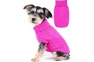 PUPPISHY Dog Sweaters for Small Dogs Winter Dog Clothes Girl Knitted Small Dog Sweater Soft Warm Dachshund Clothes Cute Puppy Clothes Turtleneck Doggy Pet Cat Outfit (Rose, M)