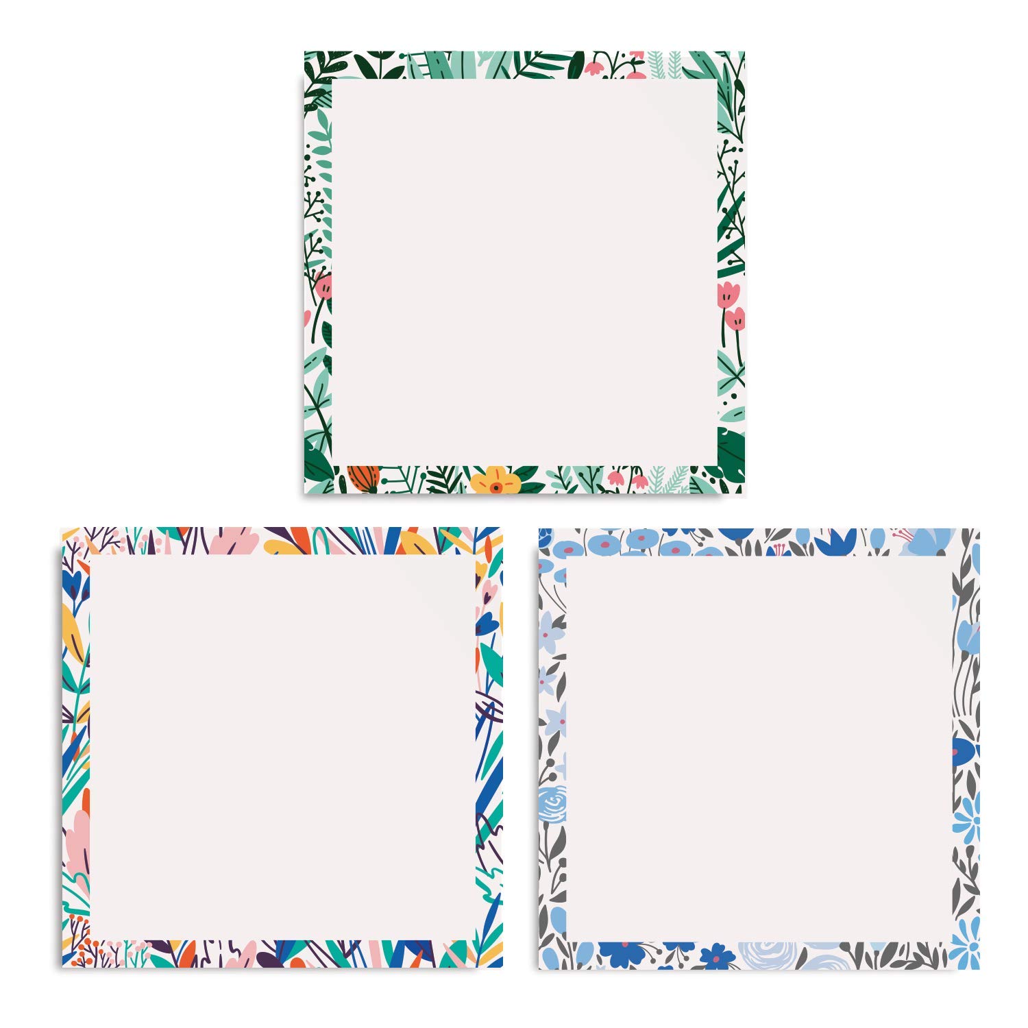 Jot & Mark Sticky Notes Floral White | Distinctive Note Pads with Elegant Floral Prints (Set of 6 Notepads)