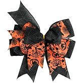 SIMISI RIBBON Halloween Bows for Wreaths Already Made Burlap Bow for Tree Topper, Halloween Decorations (9.5 x 13 inch)