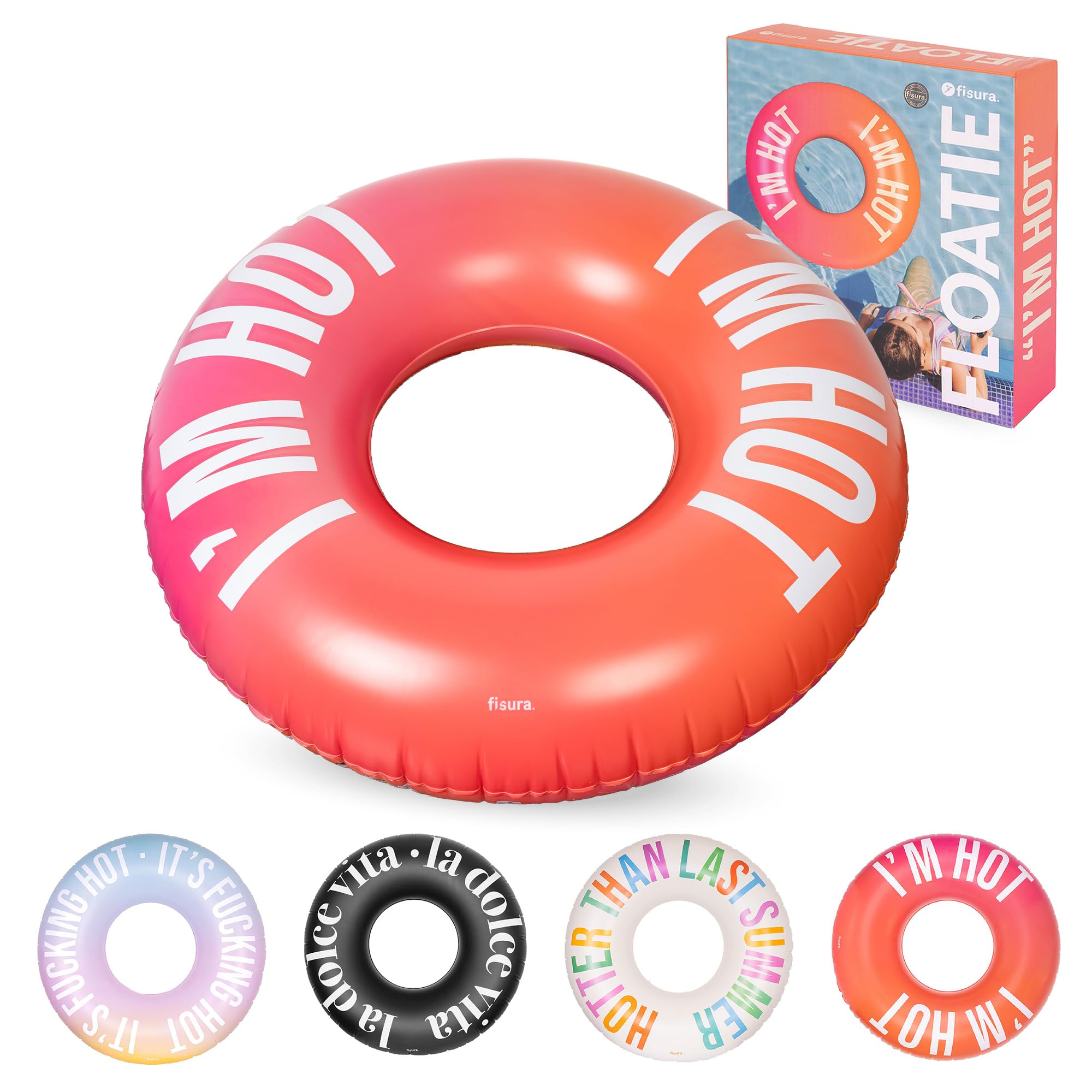 FISURA - Original Inflatable Float "I´m hot". 120 cm Pool Float with Safety Valve for Quick Inflation and Deflation. Beach and Swimming Pool Inflatables for Kids and Adults