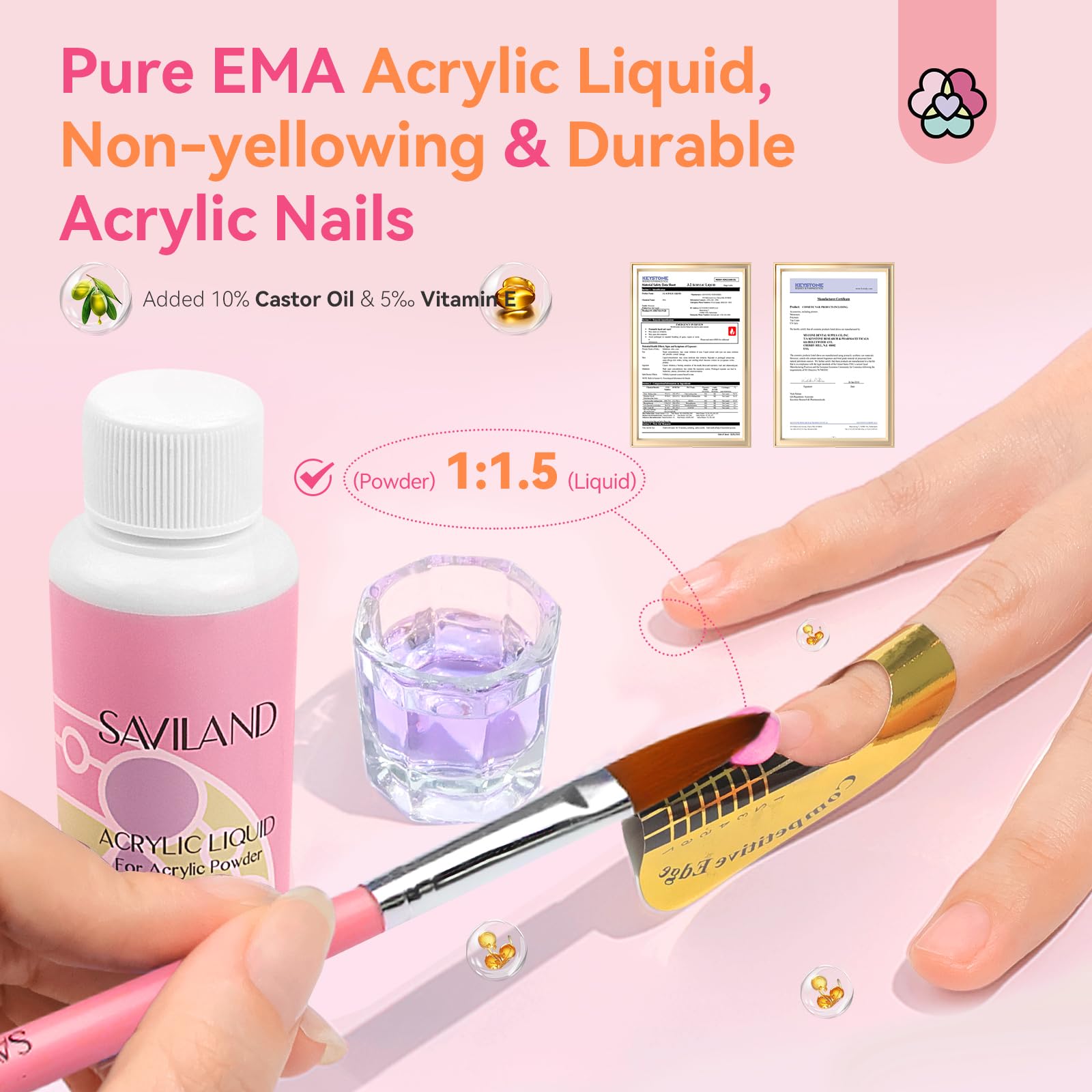 SAVILAND Acrylic Nail Kit with Drill: Professional Nail Kit Acrylic Set for Beginners with Everything Gel Polish U V Light Decorations for Home Salon Gift Set - Image 4