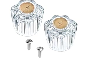 YENBLOW 2 Pcs Bathtub Faucet Handles Shower Knobs Replacement Hot and Cold Bathroom Sink Faucet Knob Replacement with Screws Inner Hole Diameter of 8mm Compatible with Delta/LDR/Delex/Peerless Faucets, Gold