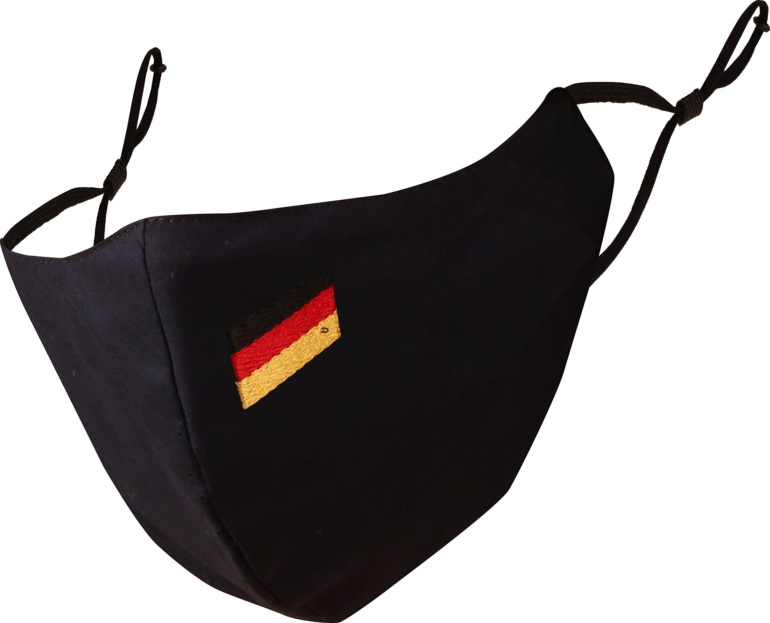 Touchstone German Deutsch Flag embroidered 3 layer large size cotton face masks reusable machine washable adjustable for men, women. (Pack of 1). Navy Blue