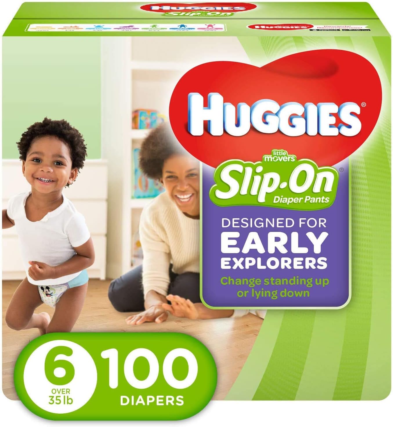 Huggies Little Movers Slip On Diaper Pants, Size 6, 100 Count, One Month Supply: Health & Personal Care