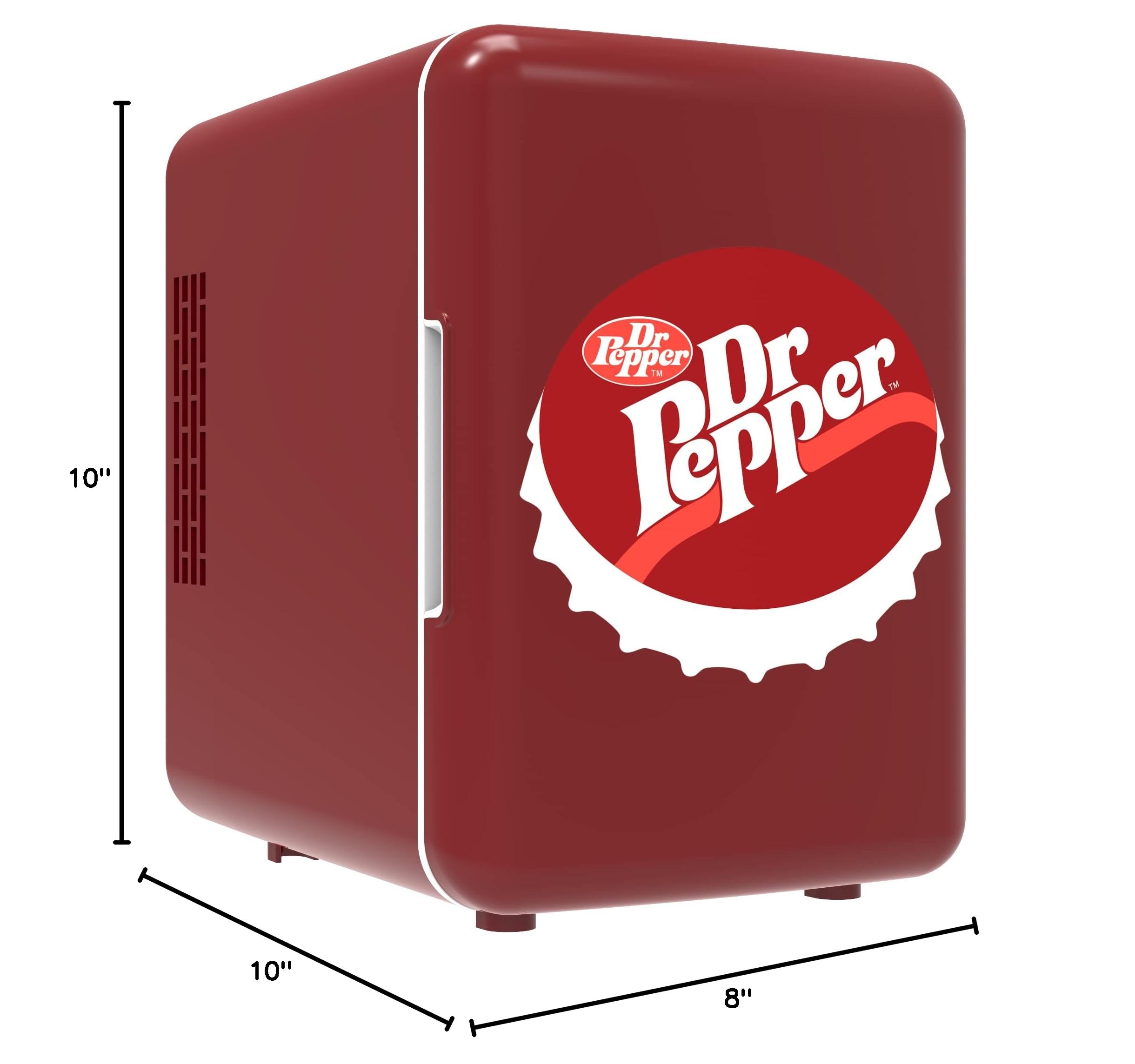 MIS153DRP Dr. Pepper Retro Mini Portable Compact Personal Fridge Cooler, 4 Liter Capacity, 6 Cans, Makeup, Skincare, Freon-Free & Eco Friendly, Maroon