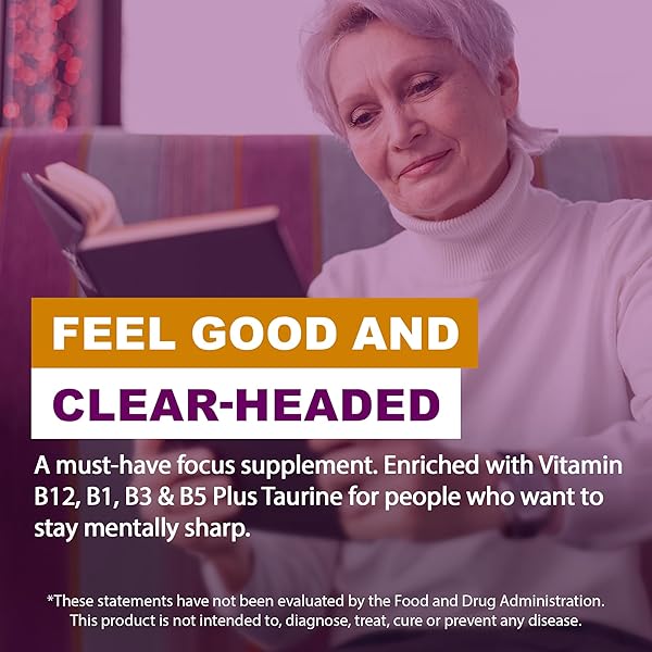 NUROVIVE – FOCUS & MEMORY SUPPLEMENT FOR BRAIN HEALTH, FOCUS SUPPLEMENT & NEUROTRANSMITTER SUPPORT WITH VITAMIN B12, B1, B3 & B5 PLUS TAURINE, 60 CAPSULES