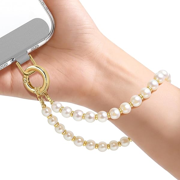 Pearl Phone Charm, Beaded Phone Wrist Strap Anti-Lost Cell Phone