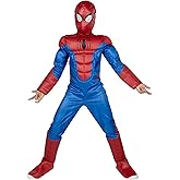 Marvel Spider-Man Official Youth Halloween Costume - Premium Quality Padded Jumpsuit with Pull On Fabric Mask