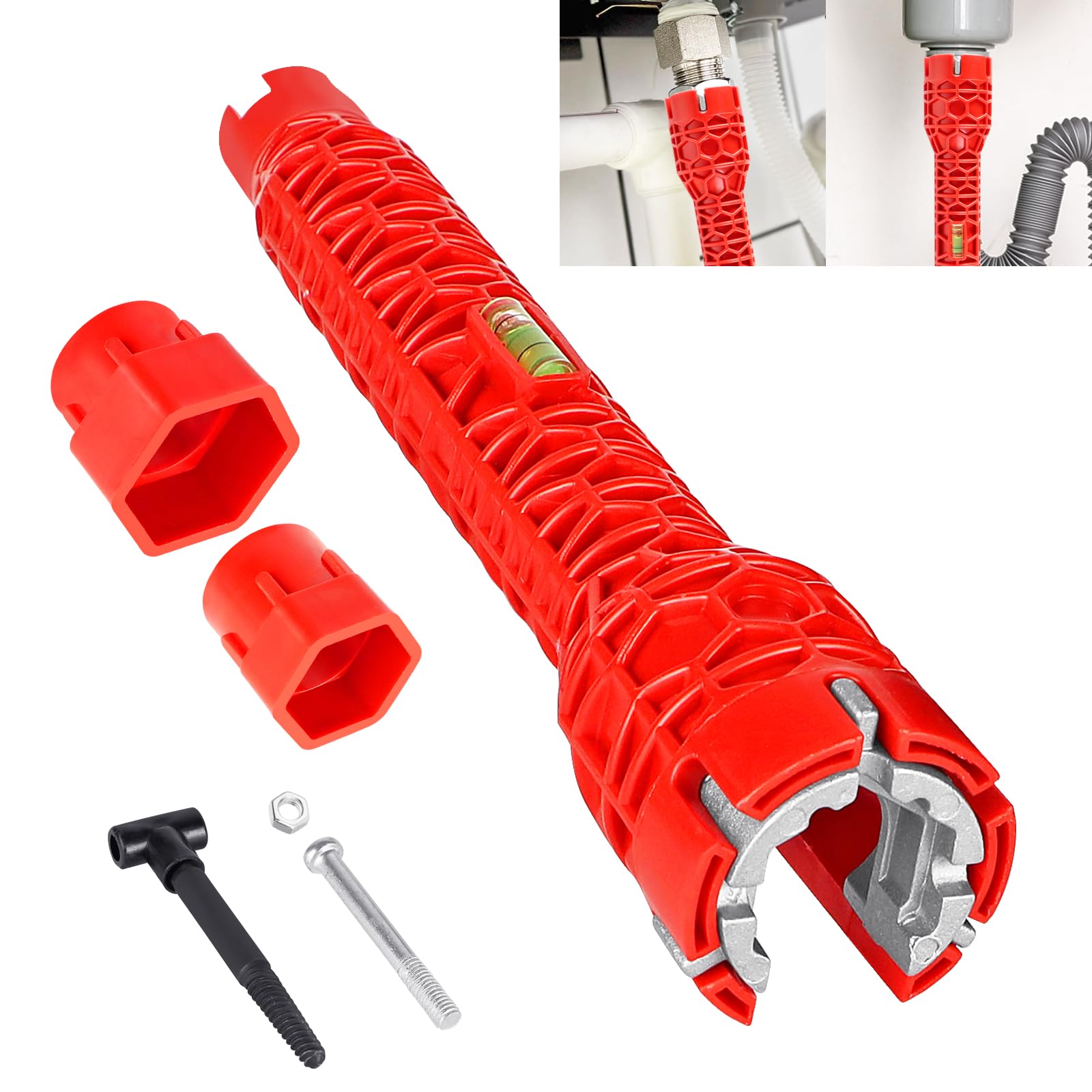 Wieat 8 in 1 Multifunction Plumbing Wrench and Spanner Set - Basin Tool Kit for Toilet Bowl, Kitchen, Sink Faucet Installation