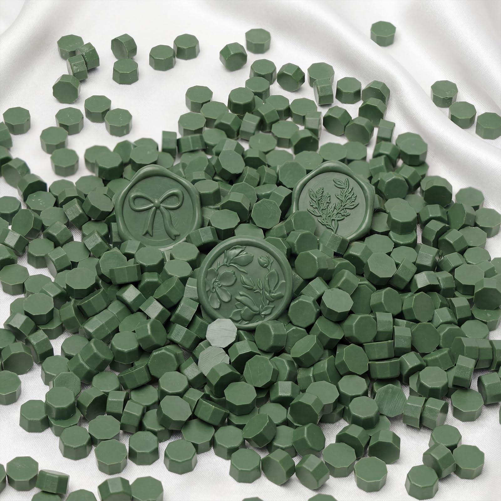 UNIQOOO 180 Pcs Dark Olive Green Sealing Wax Beads Nuggets for Wax Seal Stamp - Perfect for Wedding Invitations, Thank You Card, Mails, Wine Gift Wrapping