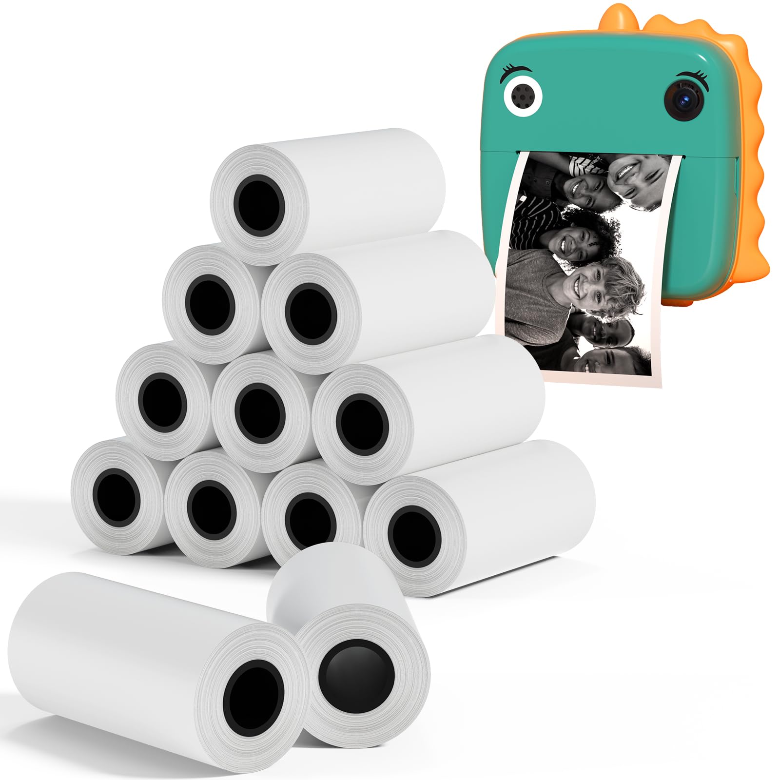 Tapsin 12 Rolls Kids Camera Print Paper Zero Ink Refill for Kids Instant Camera 2.2 Inch BPA Free Photo Paper Thermal Printing Refills Compatible with Most Kid Instant Print Camera