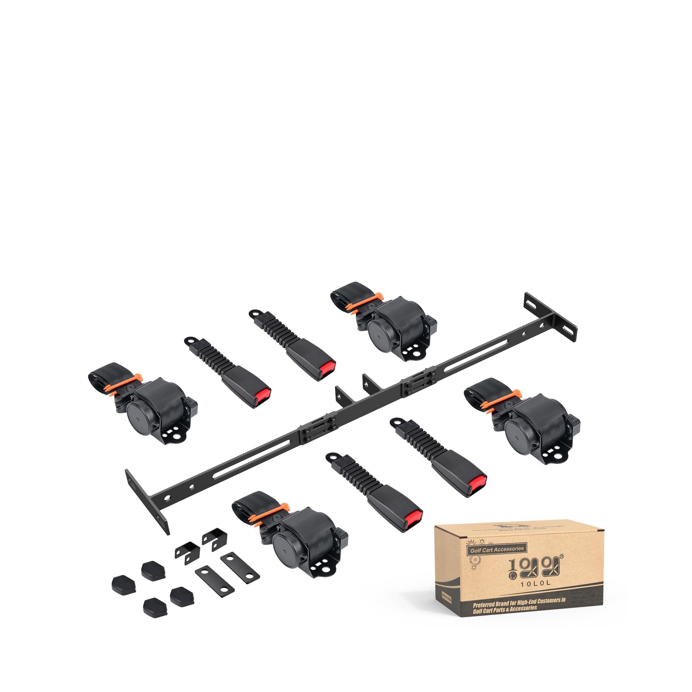 Photo 1 of 10L0L 3-Point 4 Passenger Seat Belt Bracket Kit for EZGO TXT, Club Car DS & Precedent 2+2 Golf Cart Front and Rear Seat