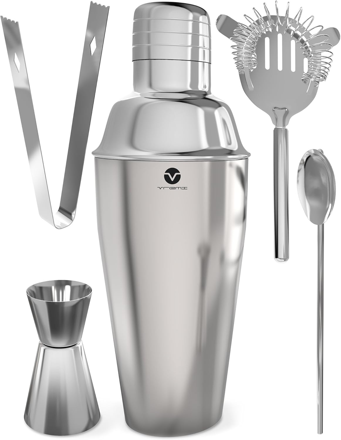 Vremi Stainless Steel Cocktail Shaker Set 5 Piece Bartender Kit with