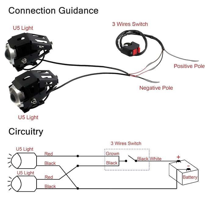 Prozor Motorcycle Headlights With Switch Motorcycle Front Spotlights 2 Piece 125w 3000lm Cree U5 Led Motorcycle Fog Lights With Universal 3 Button