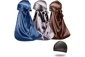 Silky Elastic Durag for Men 360 Waves, Do Rags with Long Tail
