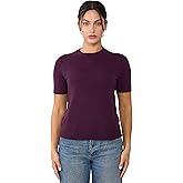 JENNIE LIU Womens 100% Cashmere Crewneck Short Sleeve Sweater