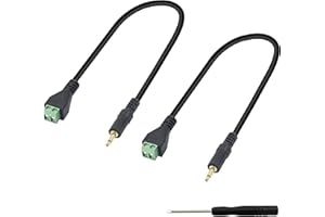 XMSJSIY 3.5mm Terminal Block Cable, 1/8 Inch TS Mono Solderless Screw Terminal Speaker Wire 3.5mm 2 pole Male to 2Pin Bolt He